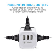 Load image into Gallery viewer, PowerUp Squared Power Strip with 3 Outlet & 3 USB Ports