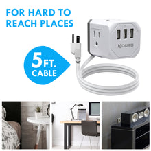 Load image into Gallery viewer, PowerUp Squared Power Strip with 3 Outlet & 3 USB Ports