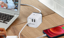 Load image into Gallery viewer, PowerUp Squared Power Strip with 3 Outlet & 3 USB Ports