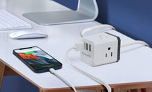 Load image into Gallery viewer, PowerUp Squared Power Strip with 3 Outlet & 3 USB Ports