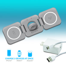 Load image into Gallery viewer, PowerUp Trinity 3 in 1 Wireless Charging Station for iPhone AirPods & iWatch