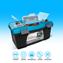 Load image into Gallery viewer, WorkSpace 16" Tool Box with Inner Tray & Lid Storage
