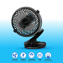 Load image into Gallery viewer, LuxBreeze Rechargeable Cordless Portable Fan w/ Clip-On Feature