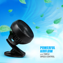 Load image into Gallery viewer, LuxBreeze Rechargeable Cordless Portable Fan w/ Clip-On Feature