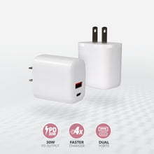 Load image into Gallery viewer, 2 Pack 30W PD Dual Port Charger