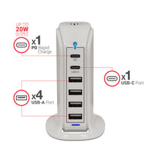 Load image into Gallery viewer, PowerUp PD Power Tower Multi Port Charging Station
