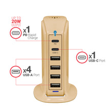 Load image into Gallery viewer, PowerUp PD Power Tower Multi Port Charging Station
