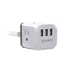 Load image into Gallery viewer, PowerUp Squared Power Strip with 3 Outlet &amp; 3 USB Ports
