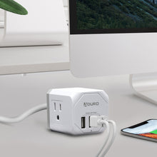 Load image into Gallery viewer, PowerUp Squared Power Strip with 3 Outlet &amp; 3 USB Ports

