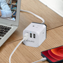 Load image into Gallery viewer, PowerUp Squared Power Strip with 3 Outlet &amp; 3 USB Ports
