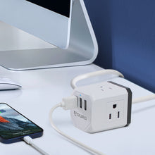 Load image into Gallery viewer, PowerUp Squared Power Strip with 3 Outlet &amp; 3 USB Ports

