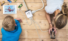 Load image into Gallery viewer, PowerUp Squared Power Strip with 3 Outlet &amp; 3 USB Ports
