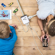 Load image into Gallery viewer, PowerUp Squared Power Strip with 3 Outlet &amp; 3 USB Ports
