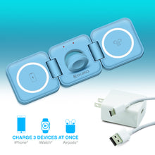 Load image into Gallery viewer, PowerUp Trinity 3 in 1 Wireless Charging Station for iPhone AirPods &amp; iWatch
