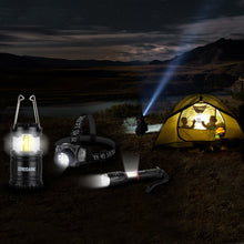 Load image into Gallery viewer, Tactical Lighting 3 Pc Set with Flashlight, Lantern, &amp; Headlamp
