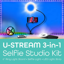 Load image into Gallery viewer, U-Stream Selfie Studio Gift Set w/ Ring Light, Clip Light &amp; LED Light Strip

